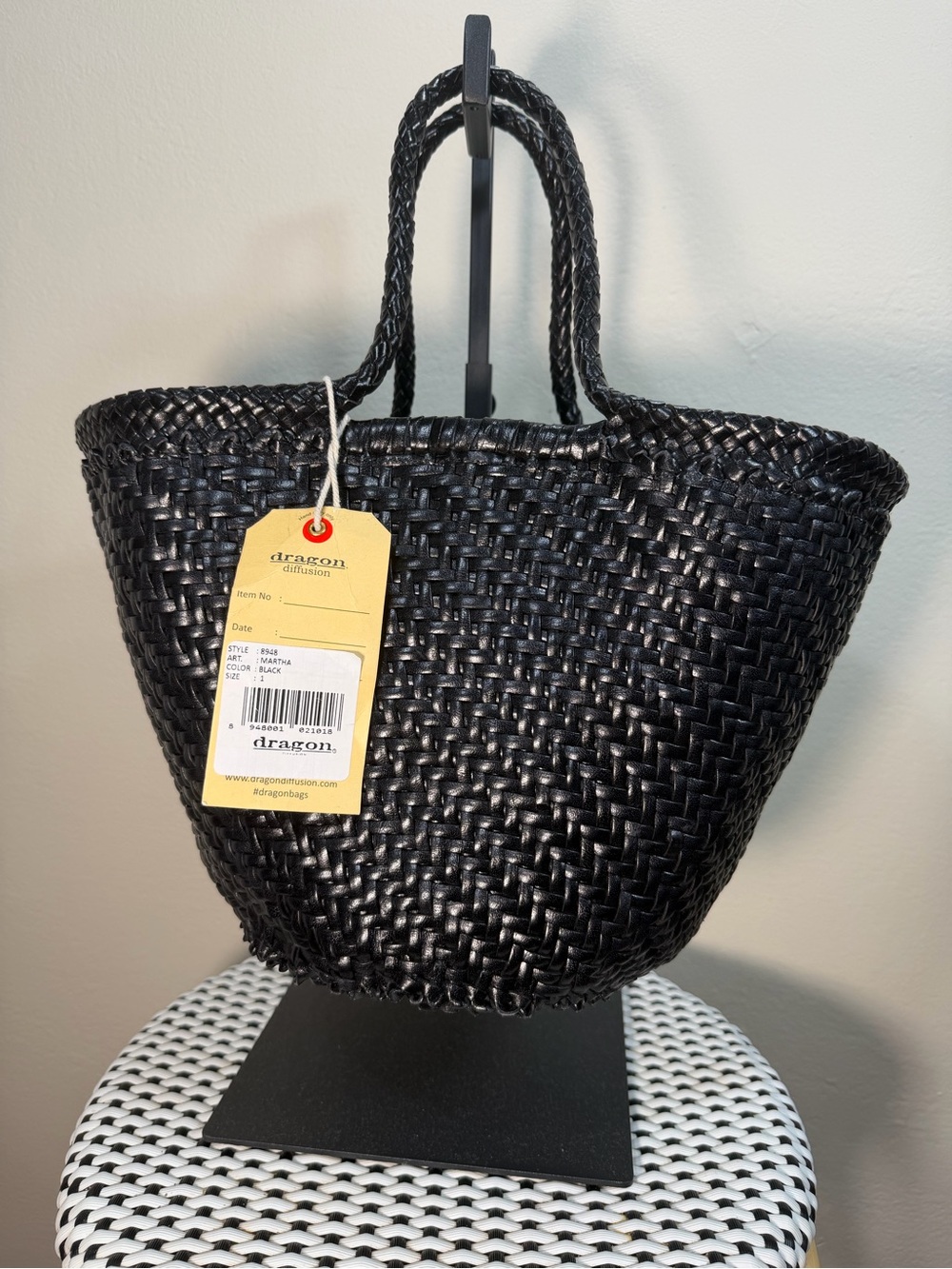 Dragon Diffusion Martha Black Woven Tote Bag